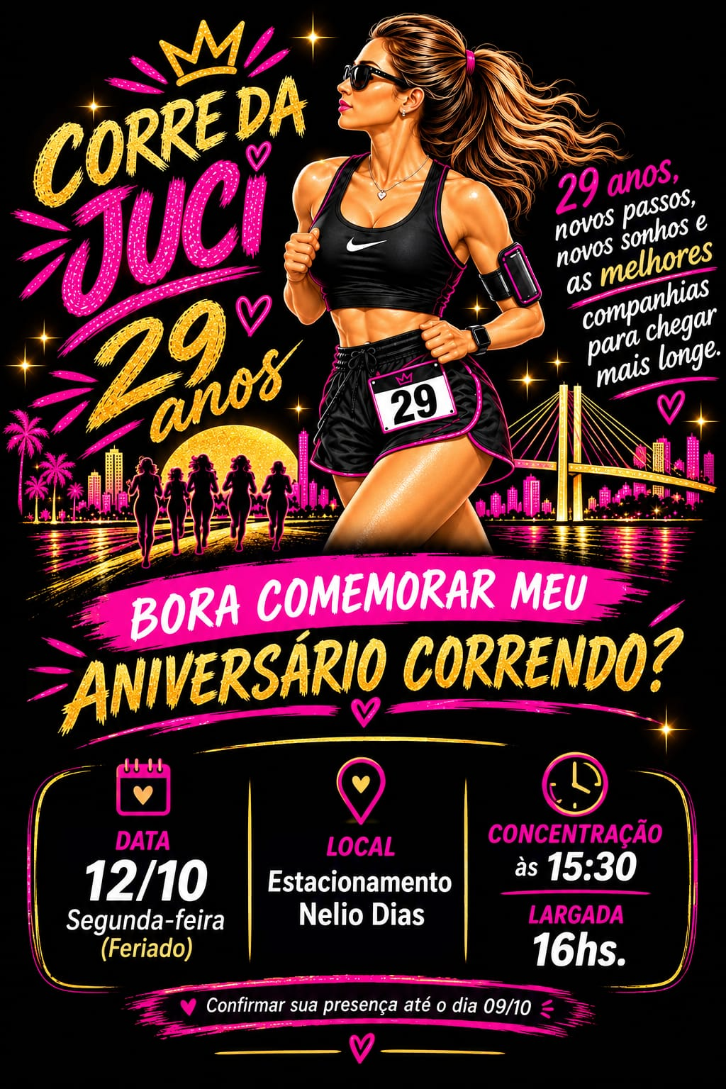 Convite oficial do Corre da Juci, aniversário de 29 anos